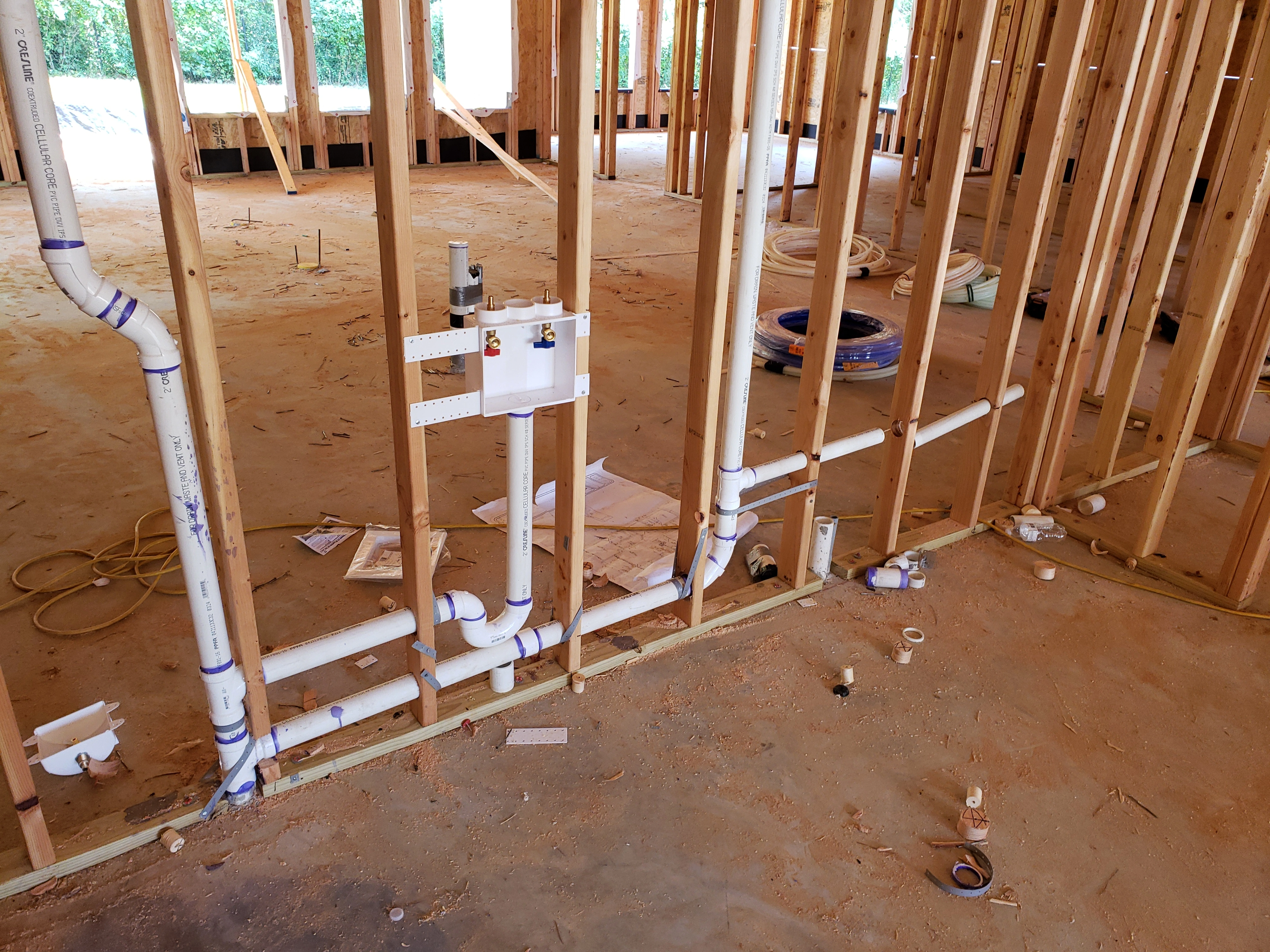 Rough-in plumbing for new construction build