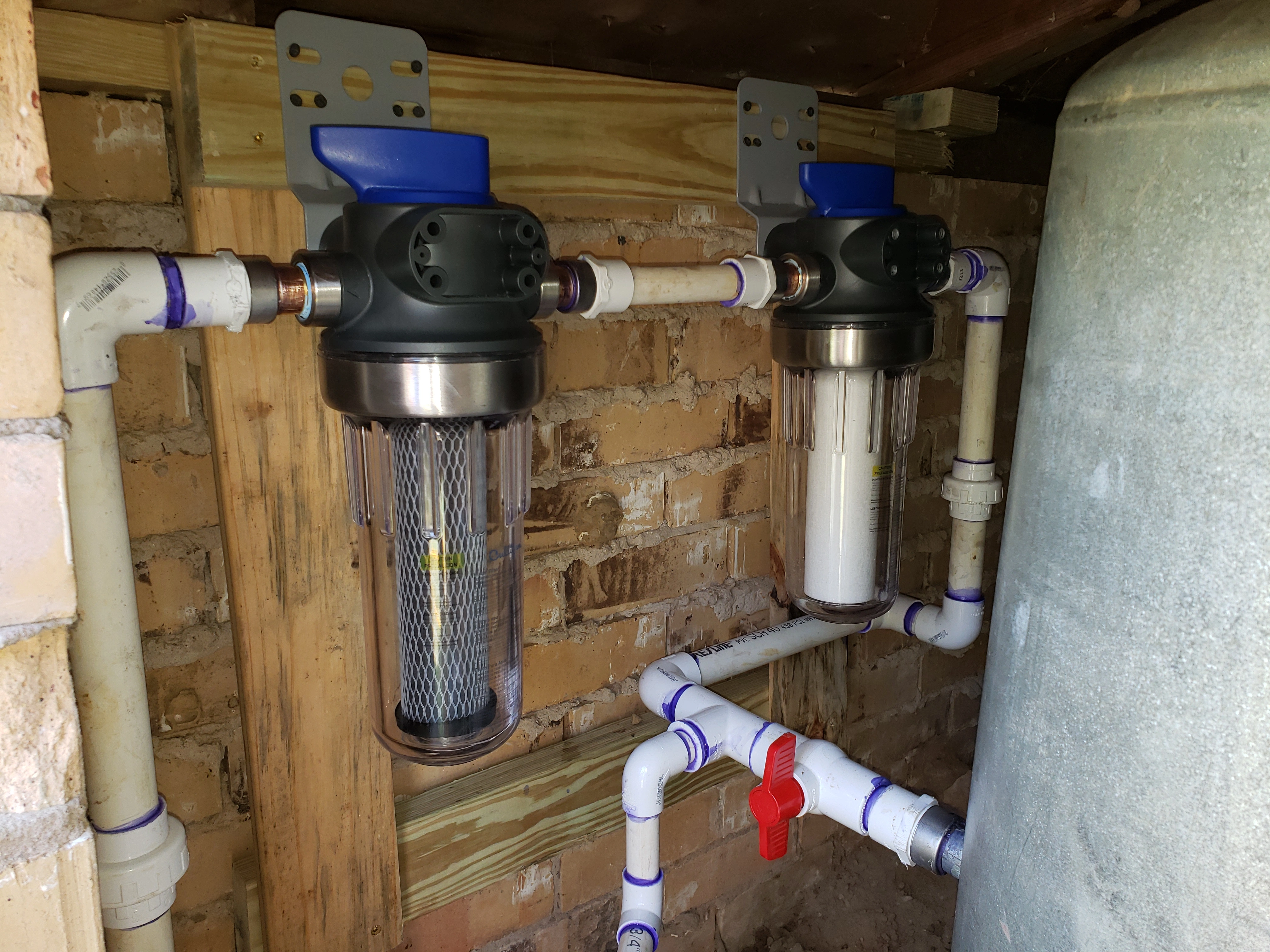 Whole-home water filtration system installed by Copper Bear Plumbing